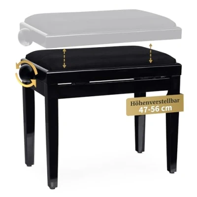 Afbeelding van Classic Cantabile pianobank (fijn gepolijst zwart)