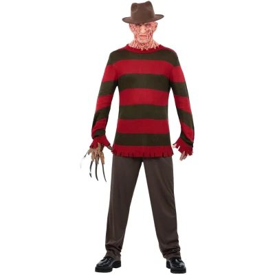Afbeelding van Smiffy&#039;s Horror Films Kostuum Gestreepte Trui Van Freddy Krueger Man Rood, Groen Large Halloween Verkleedkleding