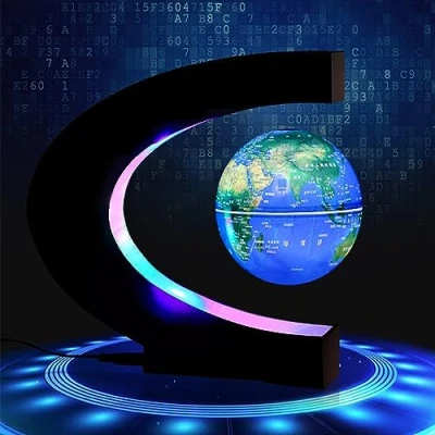 Afbeelding van MINGZE Magnetische Aardbol Creatieve Globe Lichtgevende Drijvende Levitatie Lamp met LED verlichting en C vormige Basis voor Thuis Kantoor Decoraties (blauw)