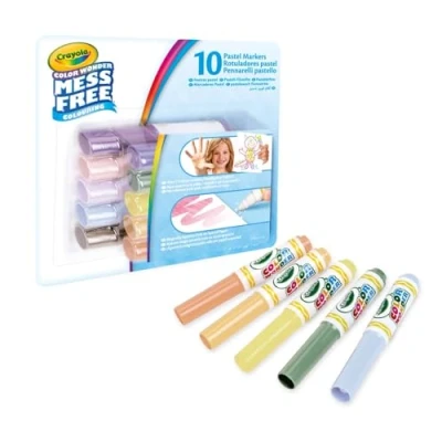 Afbeelding van Crayola Color Wonder, set van 10 viltstiften tegen vlekken met transparante inkt, pastelkleuren, maxi punt, 3 jaar en ouder, 75 7019