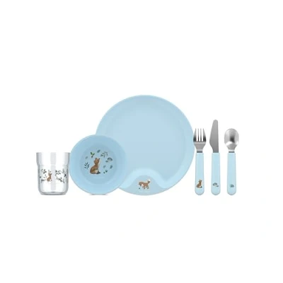 Image de Mepal Ensemble de vaisselle pour enfant 6 pièces Mio Little Dutch tout petit Inclut couverts, verre, assiette et bol Compatible lave sans BPA Forest Friends