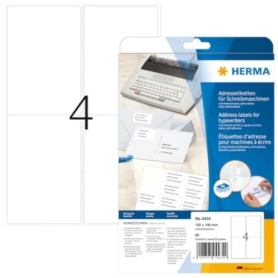 Image de HERMA Etiquettes adresses, 102x148mm,coins arrondis,blanches