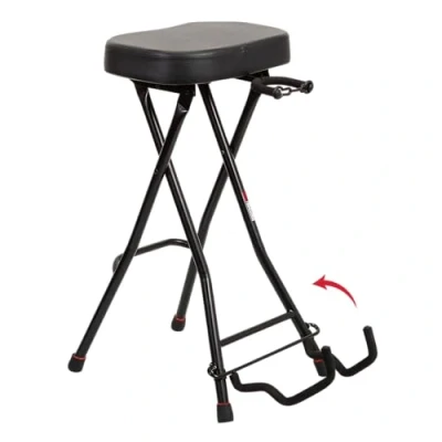 Image de Gator Frameworks GFW GTRSTOOL Tabouret pliable pour guitare avec assise rembourrée et support de monté à l&#039;arrière