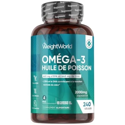 Afbeelding van WeightWorld Omega 3 Visolie 2000 mg 240 softgels voor 4 maanden 660 EPA en 440 DHA