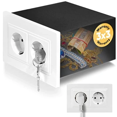 Afbeelding van Elder Welder® kluis voor stopcontacten, kleine kluis, discreet, wandkluis, geldopslag, geheime verstopplaats, verborgen geldkluis, met sleutels,