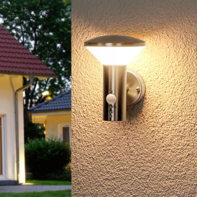 Afbeelding van Lindby Tiga LED Buiten Wandlamp w/Sensor Stainless Steel/White