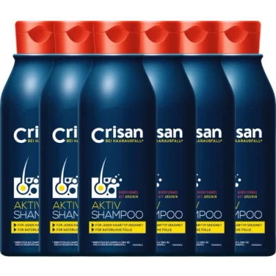 Afbeelding van Crisan Actieve shampoo tegen haaruitval, dagelijkse verzorgingsshampoo voor de natuurlijke rijkdom van het haar, 6 stuks (6 x 250 ml)