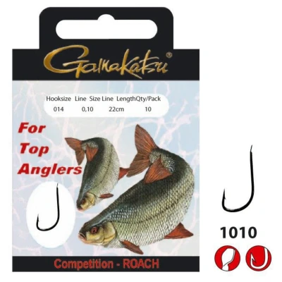 Afbeelding van Gamakatsu Onderlijnen Competition Roach haak 1010R 22cm (10 pcs) Maat : 14 0.12mm
