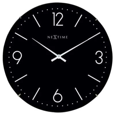 Afbeelding van Nextime Ne 3157Zw Wandklok Dia. 35 Cm, Bol Glas, Zwart, &#039;Basic Dome&#039;