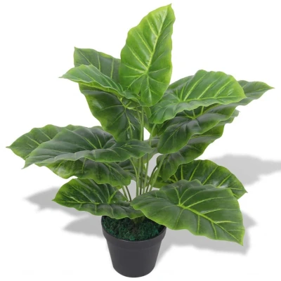 Afbeelding van Kunst taro plant met pot 45 cm groen