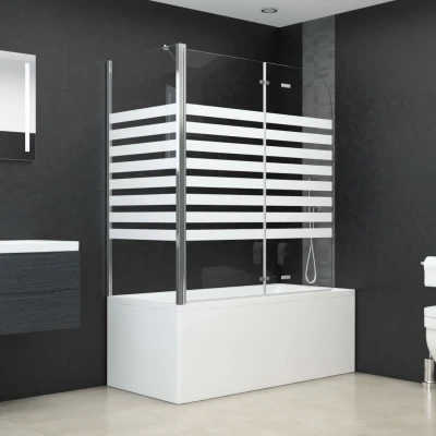Afbeelding van Badwand gestreept 120x68x130 cm gehard glas
