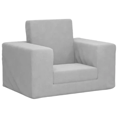 Image de vidaXL Canapé lit pour enfants gris clair peluche douce