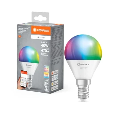 Afbeelding van LEDVANCE SMART+ MATT LED lamp, compatibel met Google, Alexa, Apple, White Frost Optics, 4,9 W, 470 lm, E14, Color Light &amp; Light, Vocal Control, tot 20.000 HRs, 1 stuk