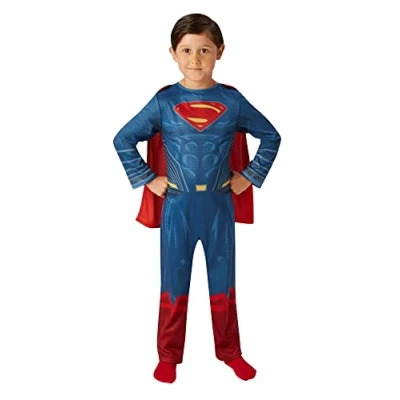 Afbeelding van Rubies Superman Kostuum Jongen Blauw, Rood, Geel Maat 140 Carnavalskleding Verkleedkleding