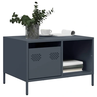 Afbeelding van Salontafel 68,5x50x43,5 cm koudgewalst staal antracietkleurig