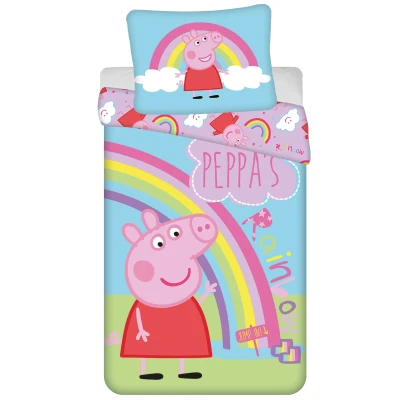 Afbeelding van Peppa Pig Dekbedovertrek, Regenboog Eenpersoons 140 x 200 + 70 90 cm Katoen
