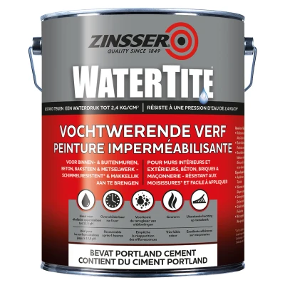 Afbeelding van Rust oleum zinsser watertite waterdichtingsverf voor vochtige muren 5 liter, wit, blik