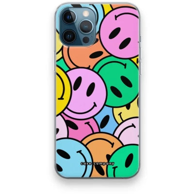 Afbeelding van Case Company® hoesje geschikt voor iPhone 12 Pro Smiley N1 Soft Cover Telefoonhoesje Bescherming aan alle Kanten en Schermrand