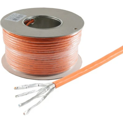 Afbeelding van S/FTP CAT7 10 Gigabit 600 MHz netwerkkabel met vaste aders AWG24 LSZH / oranje 100 meter