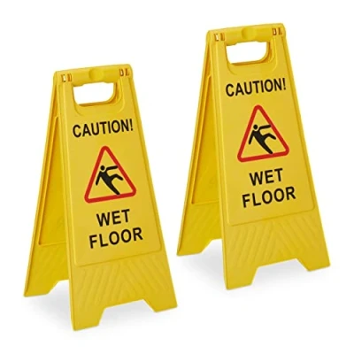 Afbeelding van Relaxdays waarschuwingsbord set van 2 gladde vloer bord caution wet floor pas op