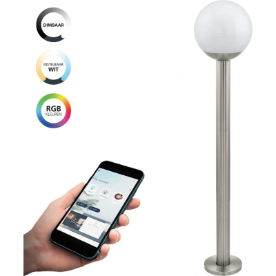 Afbeelding van EGLO connect.z Nisia Z Smart Vloerlamp Buiten E27 98 cm Grijs/Wit Instelbaar RGB &amp; wit licht Dimbaar Zigbee