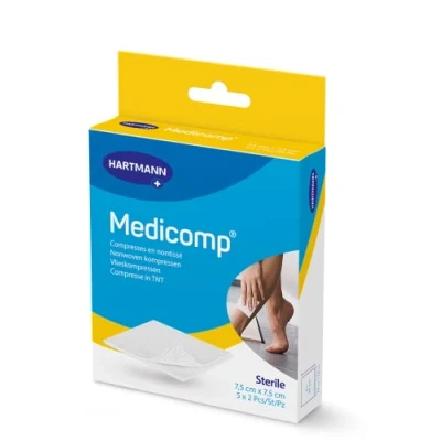 Afbeelding van Medicomp Steriel, steriel vlieskompressen, absorberend, rafelt niet, 7,5 x cm, 5 2 stuks