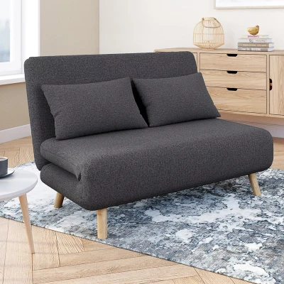Image de Canapé convertible ROMEO lit d&#039;appoint 2 places 120 x 190 cm tissu gris anthracite