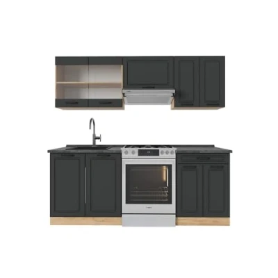 Afbeelding van Vicco Complete keukeneenheid R Line, Antraciet landhuis/gouden eik, 200 cm , WB