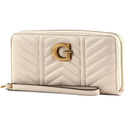 Afbeelding van GUESS Portemonnee Lovide SLG Large Zip Around Wallet Stone Crème