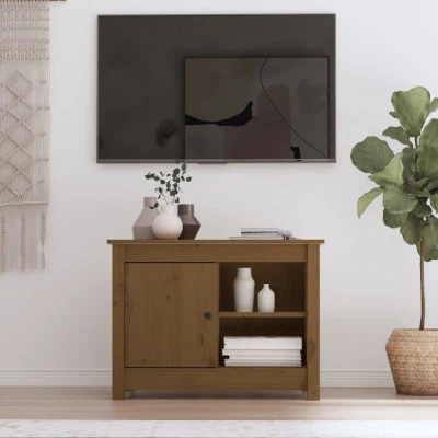Afbeelding van Tv meubel 70x36,5x52 cm massief grenenhout honingbruin