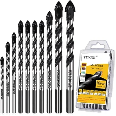 Afbeelding van Tegelboor, glasboorset, professionele tegelboorset (10 stuks) voor het boren van tegels, glas, keramiek, porselein, hout, spiegels en metselwerk, tegel glasboor, 1/8&quot; 1/2