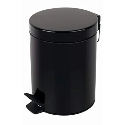 Afbeelding van Spirella Sydney Afvalemmer, 3 of 5 l, metaal, met binnencontainer van gerecycled kunststof, badkamer, pedaalemmer, vuilnisbak, zwart