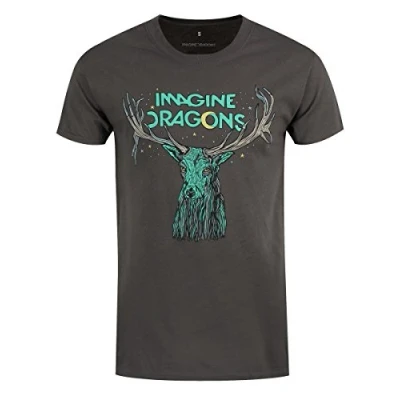 Afbeelding van T shirt #S Grey Unisex # Elk in Stars, grijs (grijs)
