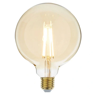 Afbeelding van Zigbee E27 led lamp, filament globe (G125), Touchlink, Dimbaar, 2200K/Flame lichtkleur (extra warm licht), Amber glas, 5W