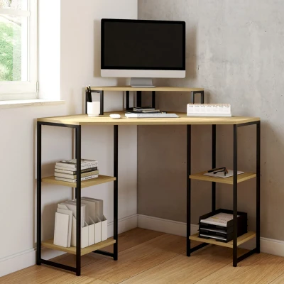 Image de bureau d&#039;angle DETROIT gain de place informatique avec rangements