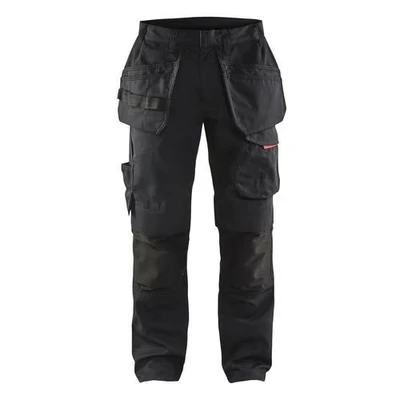 Image de Pantalon services stretch avec poches flottantes noir/rouge
