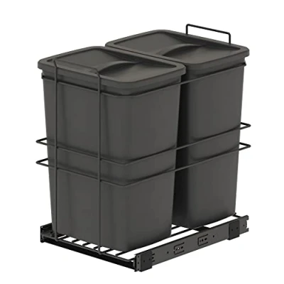 Afbeelding van Emuca Recycling prullenbak voor keuken, 2 x 35 l, bevestiging aan de onderkant en handmatige extractie