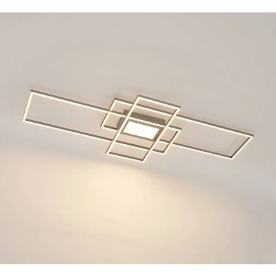 Afbeelding van Lindby LED plafondlamp met dimmer 1licht staal H: 6.5 cm nikkel Inclusief lichtbron