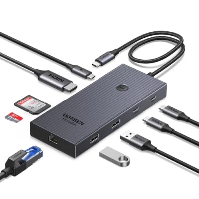 Afbeelding van UGREEN Revodok Pro 1091 10Gbps Hub USB C Ethernet Gigabit HDMI 4K 60Hz SD kaartlezer TF PD 100W Multi Data Ports 2A2C 9 in 1 Dock Compatibel met MacBook iPad Air iPhone 16 Galaxy S25