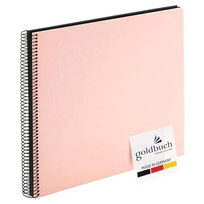 Afbeelding van goldbuch Bella Vista, 25522, spiraalalbum, 35 x 30 cm, fotoalbum met 40 zwarte pagina&#039;s, herinneringsalbum van linnen, fotoboek voor foto&#039;s en om in te plakken, rosé