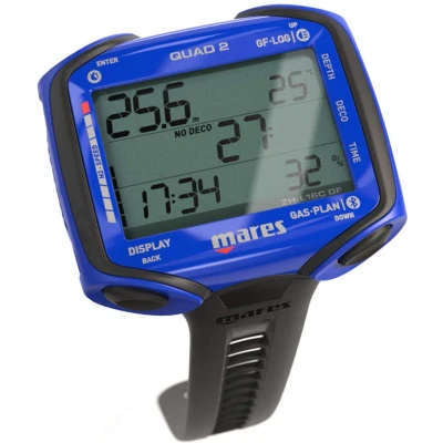 Afbeelding van Mares Quad 2 Slimme duikcomputer Diepte, decompressie, tijdweergave, blauw