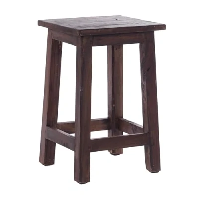 Afbeelding van DESIGN DELIGHTS Madero Rustieke houten kruk 48 x 30 cm (h b d) gerecycled hout kleur 01 Natur Vintage