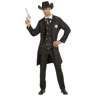 Afbeelding van Widmann Sheriff Kostuum Stijlicoon Man Zwart Medium / Large Carnavalskleding Verkleedkleding
