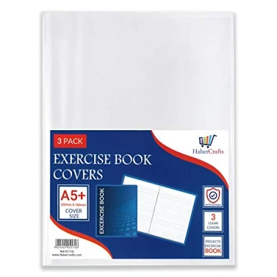 Afbeelding van Habercrafts Set van 9 transparante kunststof oefenboeken voor schoolschriften, 22,9 x 17,8 cm, DIN A5, 24 18 cm