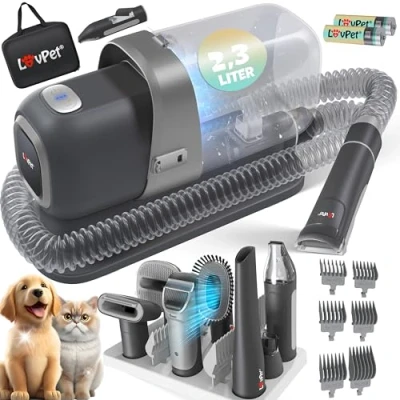 Afbeelding van LOVPET® Hondentondeuse 7in1 Dieren Tondeuse voor dikke vacht met 7 opzetstukken Hondentrimmer Draadloos Oplaadbare Dierentondeuse Huisdieren, Honden &amp; Katten Trimset Zwart / Champagne