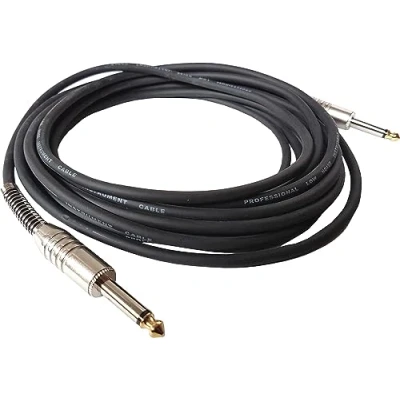 Afbeelding van MSA 6M instrumentkabel gitaarkabel 6,35 mm gouden eindstuk zwart jackkabel universeel