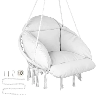 Image de VEVOR Fauteuil suspendu chaise relax macramé coussin pour intérieur extérieur