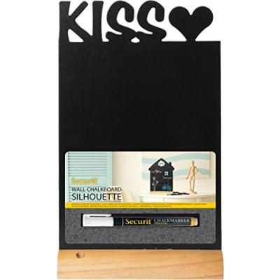 Afbeelding van Securit® Silhouette kiss chalkboard, including chalkmarker Wooden base 21x34cm