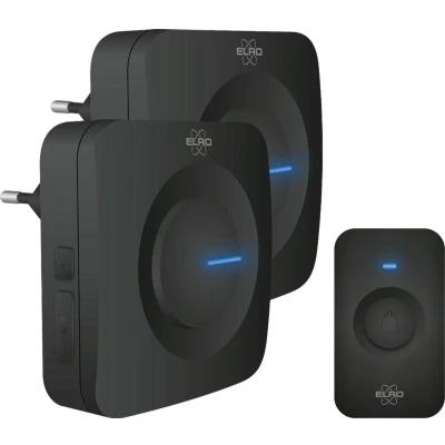 Afbeelding van Plug in deurbel ELRO (Draadloos, 300 meter, 110 dB, Ledindicator, 2 ontvangers, Zwart)