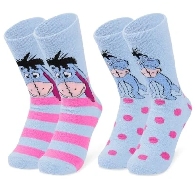 Afbeelding van Disney Damessokken, 2 paar, antislip, Stitch Mickey Minnie Baby Yoda